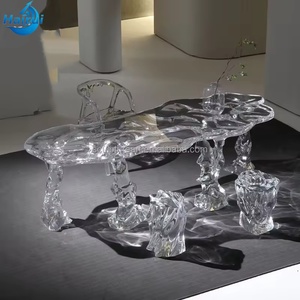 Meubles de luxe en résine transparente sur mesure, table à manger en cristal artificiel moderne, ornement artisanal, sculpture en résine époxy - Product Image 3