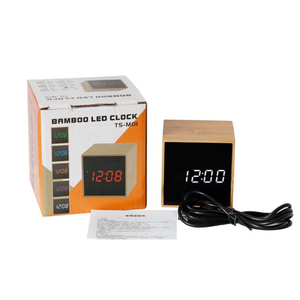 Đèn <span class=keywords><strong>LED</strong></span> Kỹ Thuật Số Bằng Gỗ Mini Với Màn Hình Hiển Thị Nhiệt Độ Độ Sáng Có Thể Điều Chỉnh <span class=keywords><strong>Cube</strong></span> Snooze Đồng Hồ Báo Thức Bàn & Đồng Hồ Để Bàn - Product Image 6