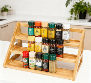 17.5in tre tầng gia vị tổ chức giá cho Countertop tủ gỗ gia vị giá - Product Image 2