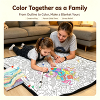Couverture Sherpa à colorier surdimensionnée, kit de loisirs créatifs portable avec marqueurs permanents pour enfants et adultes