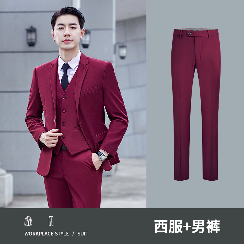 Costume homme rouge vin coloré 188, pantalon homme 388