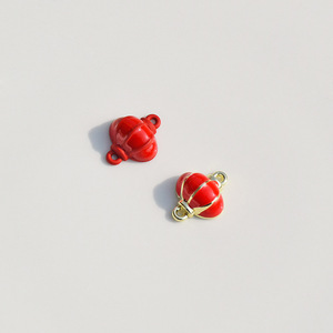 Red <b>Lantern</b> Double Pendant Zinc Alloy Jewelry Finding For Earring Making GJ215 - Product Image 1