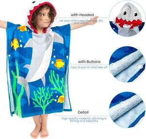 Séchage rapide super absorbant Personnalisé Microfibre À Capuche Enfant dessin animé Peignoir Adolescent Enfants Adulte Natation Serviette <span class=keywords><strong>De</strong></span> Plage <span class=keywords><strong>Poncho</strong></span> - Product Image 1