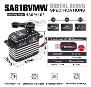 มอเตอร์ AGFRC SA81BVMW 48 กก. 0.095 วินาที 14V 3S ดิจิตอล บรัชเลส เกียร์โลหะ หมุนได้ 360 องศา กันน้ำ มอเตอร์อัจฉริยะ สำหรับรถครอว์เลอร์ DIY - Product Image 4