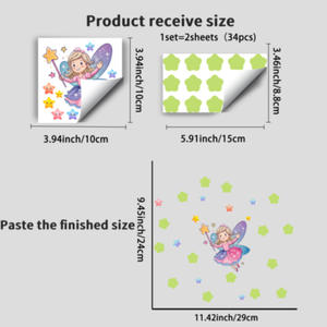 Autocollant décoratif lumineux fluorescent de dessin animé personnalisé, autocollant magique d'étoile d'elfe auto-adhésif, autocollants lumineux pour <span class=keywords><strong>chambre</strong></span> à coucher, salon - Product Image 3