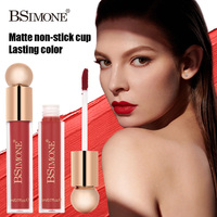 Rouge à lèvres mat velours Gold Ball Cap, 24H waterproof, non-collant, pigmenté, 6 teintes, OEM ODM, marque privée, logo personnalisé, vente en gros
