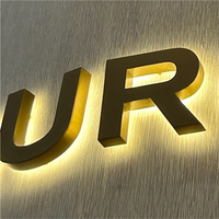 Lettres lumineuses rétroéclairées LED, signalétique commerciale haut de gamme, enseigne de magasin personnalisée, finition peinte en or, décoration publicitaire