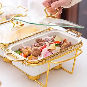 도매 하이 퀄리티 세라믹 채핑 접시 캐서롤 냄비 음식 따뜻한 세트 3 도자기