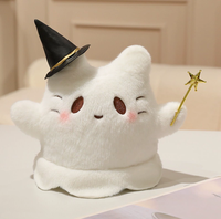 Set Boneka Kucing Hantu Halloween Kucing Hitam Penyihir - Boneka Penghilang Stres Isi Kapas PP Super Lembut untuk Dekorasi Meja Liburan