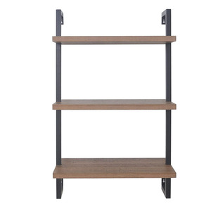 Estantes de almacenamiento de tuberías flotantes de pared rústica de 3 niveles, estante de exhibición de flores de madera de <span class=keywords><strong>Metal</strong></span> para sala de estar dirigido a propietarios - Product Image 1