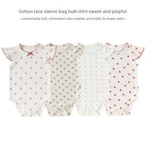 2026 Pelele de verano para niñas, mono de algodón <span class=keywords><strong>con</strong></span> mangas abullonadas y cierre de un solo botón, ideal para salidas de bebés. - Product Image 3