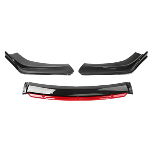 Kit de <span class=keywords><strong>Carrosserie</strong></span> 4 Pièces Universel Lame de Pare-Chocs Avant Séparateur à Bande Rouge État Neuf avec Sorties d'Échappement pour Modification de Voiture - Product Image 2