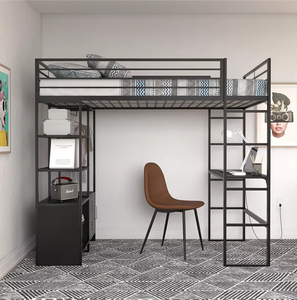 Letto a Castello in Ferro con Scrivania Integrata, Design Salvaspazio per Camera da Letto, Appartamento e Dormitorio - Product Image 2