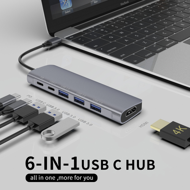8 in 1 USB C Docking Station Display Adapter 4K 60HZ 100W Charging SD/TF Card Reader