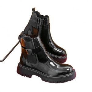 Bottes montantes pour hommes en PU, style coréen, à bout rond, nouvelle collection, tendance, semelle épaisse, à lacets, toutes saisons - Product Image 6