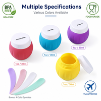 Ensemble de flacons de voyage en silicone, lot de 4, 50 ml, pliables, rechargeables, de qualité alimentaire, écologiques, pots pour soins de la peau, organiseur de pilules, récipient pour crème