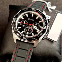 Jam Tangan Chronograph Sport Bosst Pria Angka Arab Bezel Hitam Tiga Mata Dial Tanggal Jam Tangan Kuarsa Fashion HB Relojes