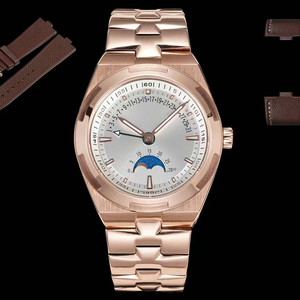 Reloj de Hombre de Edición Boutique de Lujo, Alta Calidad, Eslabones Metálicos en Oro Rosa, Superficie Blanca, Mecánico Automático, Resistente al Agua, Luminoso, Nuevo - Product Image 1