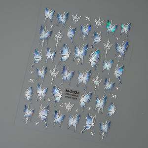 New Craft French 3D Nail Art Stickers Set Grace Pink Blue Butterfly Designs para una manicura fresca y elegante - Product Image 4