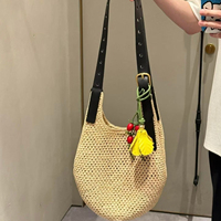 Nouveau Sac Fourre-tout Grande Capacité pour Femme, Style Vintage Français, Fait Main, Tressé Creux, Décontracté, pour Vacances et Extérieur, Porté Épaule Unique, Collection 2026
