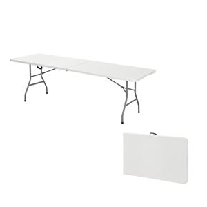 <span class=keywords><strong>Table</strong></span> pliante portable en plastique blanc de <span class=keywords><strong>8</strong></span> pieds pour la restauration, idéale pour les pique-niques intérieurs et extérieurs, capacité <span class=keywords><strong>8</strong></span> <span class=keywords><strong>personnes</strong></span> - Product Image 2