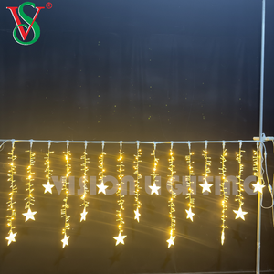 LED Curtain Star Icicle Lights Warm White Natal Outdoor Decoração Iluminado Luzes penduradas para Street Landscape Festivity - Product Image 2