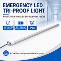 Lumière LED d'urgence Tri-Proof IP65 étanche, lumière linéaire avec autonomie de 90, 120, 180 minutes
