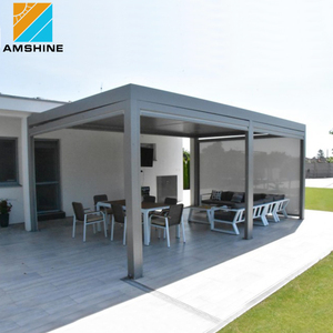 Pergola motorisée en aluminium pour extérieur, avec <span class=keywords><strong>toit</strong></span> à lames orientables, imperméable et rideaux - Product Image 4
