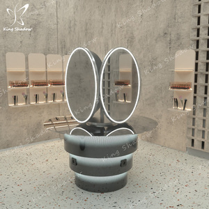 Station <span class=keywords><strong>miroir</strong></span> <span class=keywords><strong>de</strong></span> <span class=keywords><strong>salon</strong></span> <span class=keywords><strong>de</strong></span> <span class=keywords><strong>coiffure</strong></span> à simple face unique Table ronde <span class=keywords><strong>de</strong></span> repassage et <span class=keywords><strong>de</strong></span> teinture en verre avec LED pour <span class=keywords><strong>salon</strong></span> <span class=keywords><strong>de</strong></span> <span class=keywords><strong>coiffure</strong></span> et <span class=keywords><strong>de</strong></span> manucure - Product Image 4