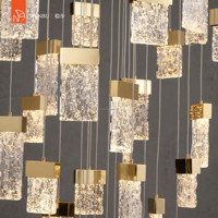 Lustre rond de luxe en acier inoxydable de haute qualité, verre artisanal