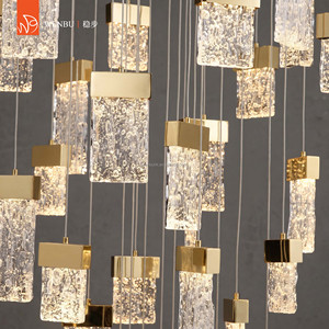 Lustre rond de luxe en acier inoxydable de haute qualité, verre artisanal - Product Image 2
