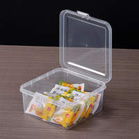 Boîte de rangement carrée en plastique transparent recyclable avec couvercle rabattable pour aliments, bonbons/biscuits/cracker/biscuits sablés/macarons