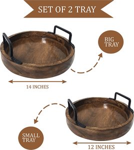 Bandeja de servicio de madera rústica personalizada de mejor calidad para el hogar Plato decorativo cocina Navidad comida ocasiones Almacenamiento de logotipo - Product Image 4
