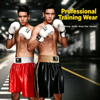 Shorts de boxe professionnels en polyester, shorts d'entraînement Muay Thai Sanda, shorts de combat à taille élastique pour la compétition et l'entraînement en salle de sport