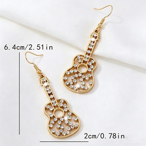 Guitar Shape Drop <b>Earrings</b> With Diamond Inlay For Women Party Fashion Jewelry Stainless Steel Ear <b>Post</b> EH5705 - Product Image 4
