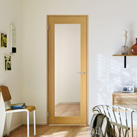 Porte d'entrée moderne en bois avec élément en verre pour applications intérieures et projets commerciaux