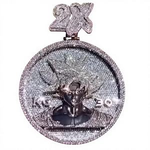 Joyería Hip Hop, Colgante Personalizado con Incrustaciones de Moissanita VVS con Corte Brillante Redondo, Certificado GRA, Plata 925, Colgante de Diseño con Logotipo 3D - Product Image 1