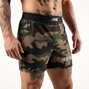 JUEXON Vintage Forest Camouflage MMA Fight Shorts Quick Dry Muay Thai Kickboxing Sparring Gym Shorts