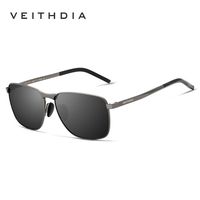 VEITHDIA Lunettes de soleil polarisées carrées classiques en aluminium pour hommes Lunettes de soleil de conduite à la mode pour femmes