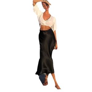 Nouvelle jupe en satin taille <span class=keywords><strong>empire</strong></span> vintage automne 2023 pour femme, grande taille, très élastique - Product Image 5