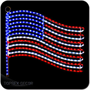 Decoración navideña comercial Toprex, impermeable, para exteriores, con banderines, poste de bandera LED en RGB, azul, rojo, rosa, colores emisores - Product Image 2