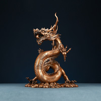 Statue de dragon chinois en cuivre violet, figurine porte-bonheur Feng Shui, décoration de bureau, cadeau d'affaires pour la maison et le bureau