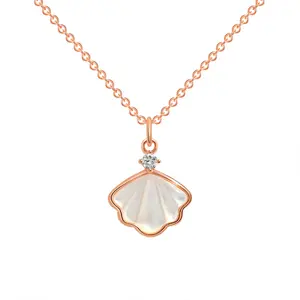 Dainty 18K Gold Plated Tiny Seashell Necklace Shell-shape Charm Necklace