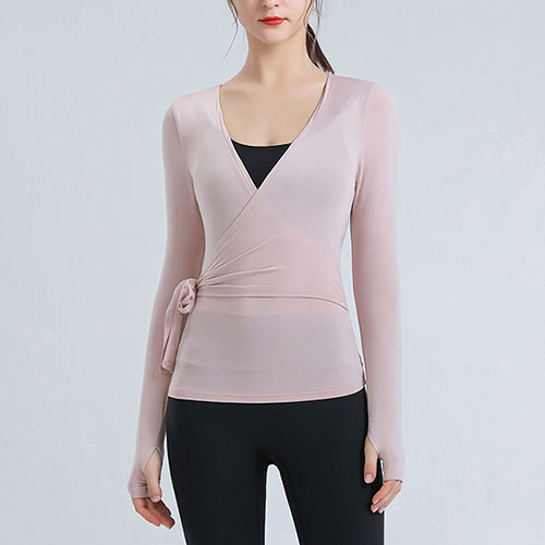 Women Long Sleeve Breathable Yoga Tops With Drawstring, Ladies Gym Hiking Lightweight Shirts