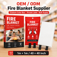 Couverture anti-feu en fibre de verre OEM 1m x 1m certifiée CE, emballage en boîte couleur pour les propriétaires de marques et les importateurs