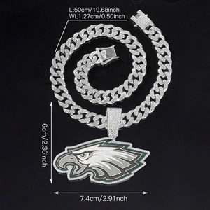 Colliers pendentifs de championnat des Philadelphia Eagles en gros, plaqués or/argent, avec chaîne cubaine, pour cadeaux - Product Image 6