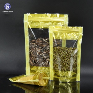 Tùy Chỉnh Rõ Ràng Phía Trước Moistureproof Vàng Trở Lại Nắp Kéo Ziplock Túi Gravure In Ấn Đứng Túi Cho Bao Bì Thực Phẩm Thức Ăn Vật Nuôi - Product Image 2