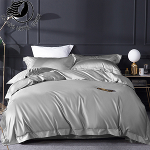 Großhandel Plain Satin Langstapel-baumwolle Bettbezug Bettwäsche Bettwäsche Set Für Hotel Home - Product Image 1
