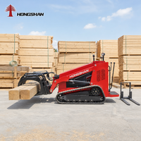 Prêt à être expédié CE EPA Mini-chargeuse compacte sur chenilles 1000 kg 1200 kg 1,5 tonne avec fendeuse de bûches, grappin, godet et lame de nivellement
