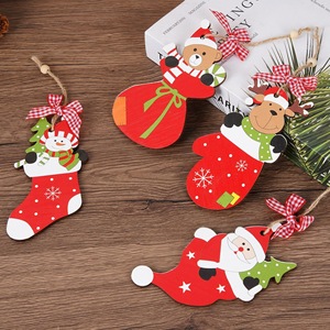 Ornements de Noël en bois, décorations suspendues pour l'arbre et la maison, décorations festives avec motifs renne, ours, bonhomme de neige et Père Noël - Product Image 1